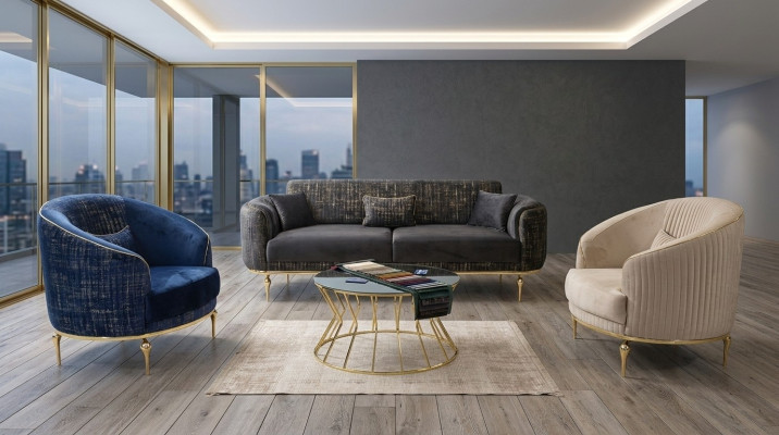 Luxus Sofagarnitur 311 Sitz Sofa Couch Set Wohnzimmer Garnitur 3tlg.