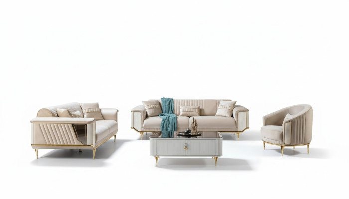 Sofa Set 3+3+1 Sitz Modern Sofagarnitur Wohnzimmer Luxus Garnitur Neu