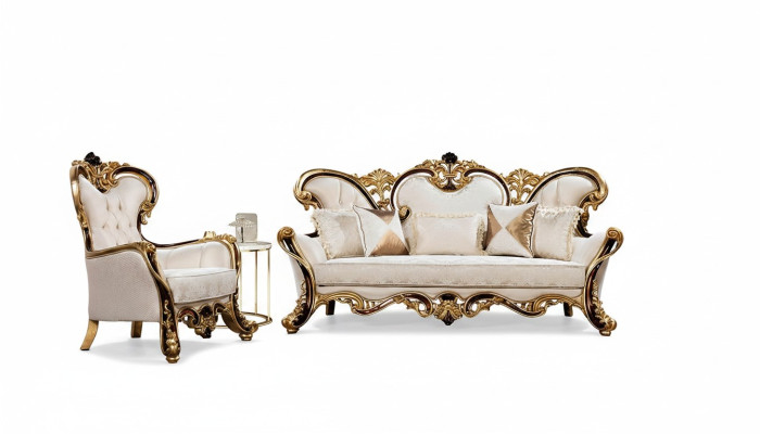 Königliches Sofa Set 3+1 Sitzer Sofa Sessel Klassischer Design Luxus Wohnzimmer