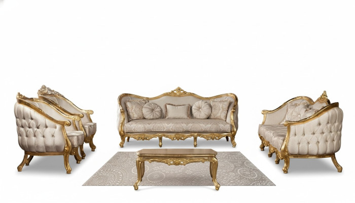 Couch Klassische Luxus Wohnzimmer Sofagarnitur 3+3+1+1 Sitzer Couchtisch