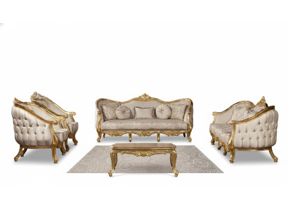 Couch Klassische Luxus Wohnzimmer Sofagarnitur 3+3+1+1 Sitzer Couchtisch