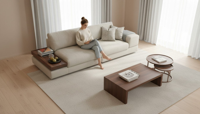 Sofa Couch Luxus Wohnzimmer Design 260cm Big Sofas 3 Sitzer Grau Neu