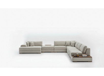 Ecksofa U-Form Möbel Wohnlandschaft Design Grau Polstersofa Eckgarnitur