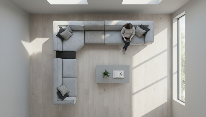 Ecksofa Textil Modern Design Polster Sofa 430x375cm Couch L form Sofas