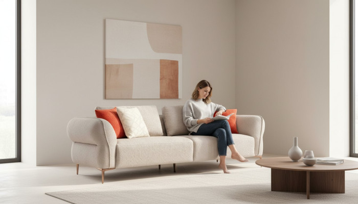 Sofa Beige Wohnzimmer Sofas Couch Design Modern Stil Couchen