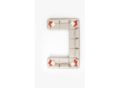 Sofa U- Form Wohnzimmer Ecksofa Beige Polstersofa Design Modern
