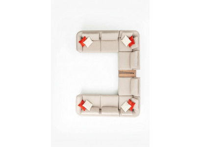 Sofa Beige Wohnzimmer Polstersofa Design Modern Ecksofa U- Form Neu