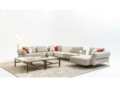 Ecksofa U- Form Beige Luxus Wohnzimmer Modern Polstersofa Neu