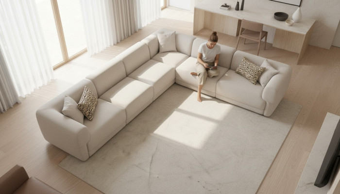 Ecksofa L-Form Beige Eckgarnitur Möbel Textil Stil 405x315 Couch Sofa