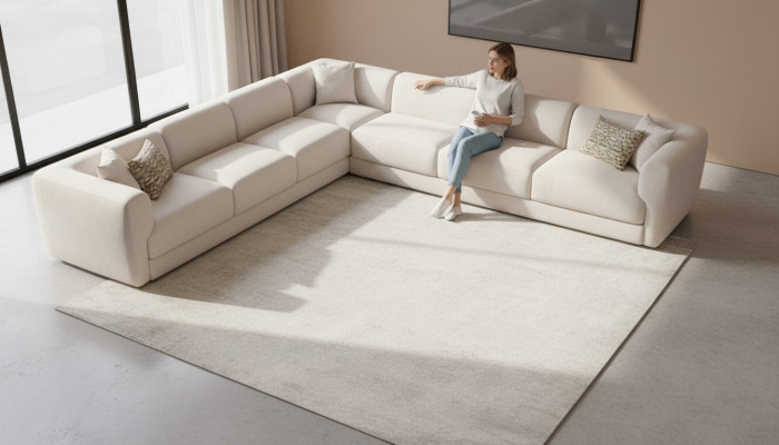 Sofa L-Form Polster Couch Wohnzimmer Modern Möbel 405x405cm Sofas Ecksofa