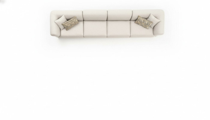 Großes beiges attraktives 6-Sitzer Sofa in schlichtem Design aus Premiummaterialien	