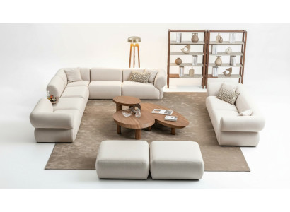 Sofagarnitur Wohnzimmer Sofa Set L-Form 3 Sitzer Hocker Set Modern Design