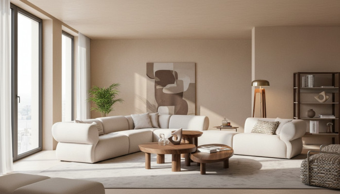 Gemütliches Ecksofa L-Form Beige Polstersofa Wohnlandschaft Couch Neu