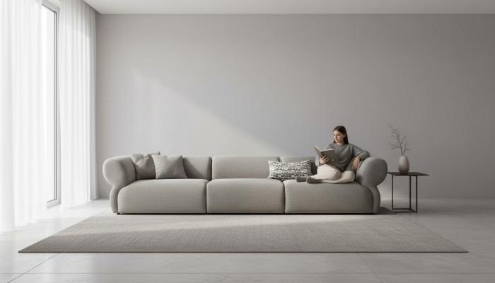 Großes 5-Sitzer Stoffsofa mit Premium-Textilbezug im modernen Stil