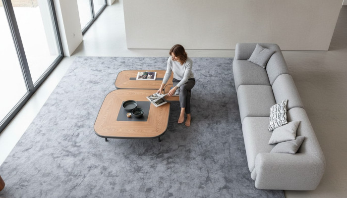 Modernes Graues Fünfsitzer Sofa Wohnzimmermöbel Polstercouch Stil Möbel