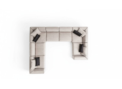 Ecksofa U-form Wohnzimmer Sofa Couch Beiges Polstersofa Wohnlandschaft