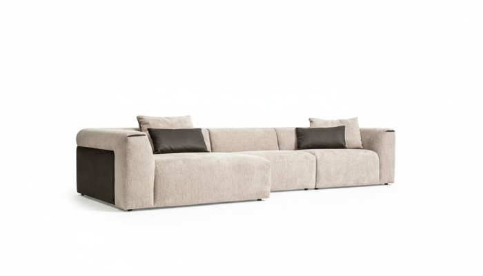 Moderne Beige Eckwohnlandschaft Luxus Ecksofa Polstercouchen Modern Neu