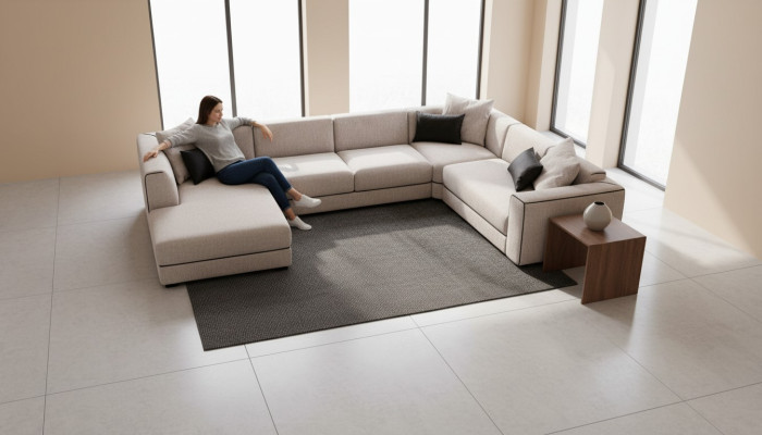 Modernes Ecksofa U-Form Wohnzimmer Stil Sofa Sitzgruppe Sitzgruppe