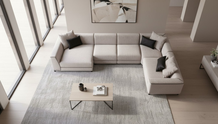 Modernes Ecksofa U-Form Wohnzimmer Stil Sofa Sitzgruppe Sitzgruppe