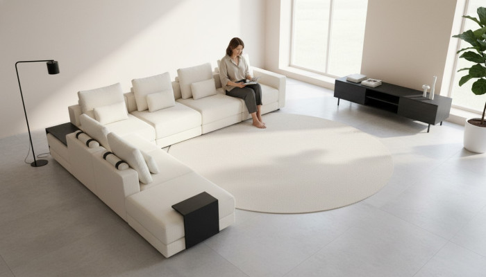 Luxus Wohnzimmerecke Wohnlandschaft Stoff Sofa Couchen Modern