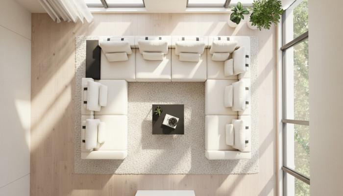 Textil U-Form Sofas Wohnzimmer Design Wohnlandschaft Couchen Sofa