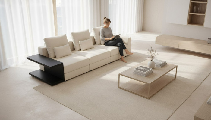 Weißes Wohnzimmer Sofa Luxus Viersitzer Polstermöbel Moderne Stilmöbel