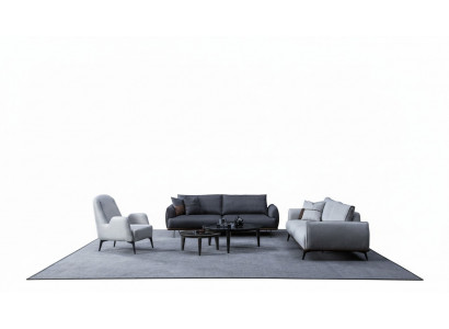 Sofagarnitur Dreisitzer Sessel Set Design Modern Polstersofa Textil