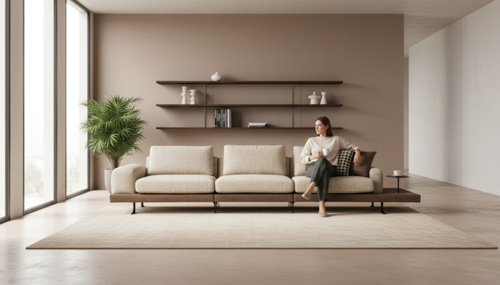 Sofa 4 Sitzer Luxus Polstersofa Neu Design Textil Wohnzimmer Modern