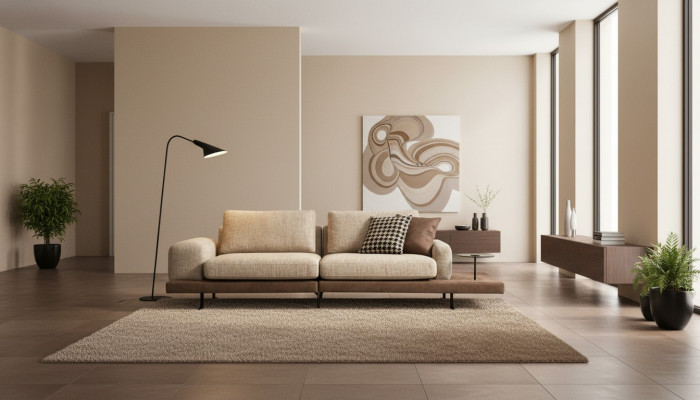 Viersitzer Ablagefläche Wohnzimmer Polstersofa Textil Couch Moderner Stil