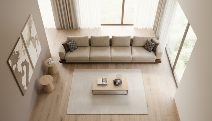 Großes Beiges Sofa Polstermöbel Sechssitzer Designer Sitzgarnitur Textil