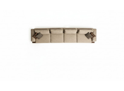 Großes Beiges Sofa Polstermöbel Sechssitzer Designer Sitzgarnitur Textil