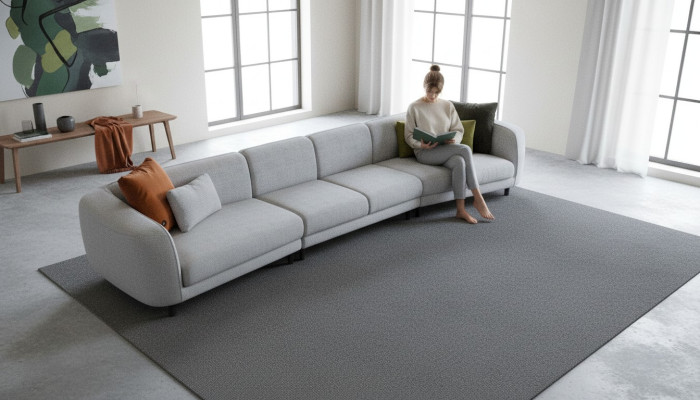 Grauer Sechssitzer Wohnzimmer Couch Polstersofa Luxus Designer Möbel