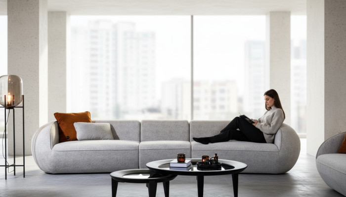 Großer Fünfsitzer Wohnzimmermöbel Textil Couchen Luxus Moderne Möbel