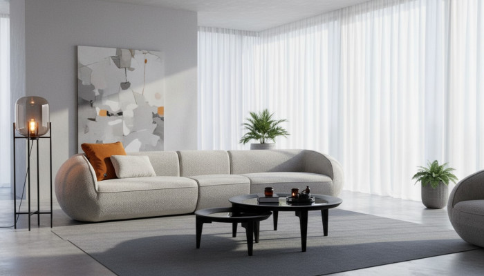 Großer Fünfsitzer Wohnzimmermöbel Textil Couchen Luxus Moderne Möbel