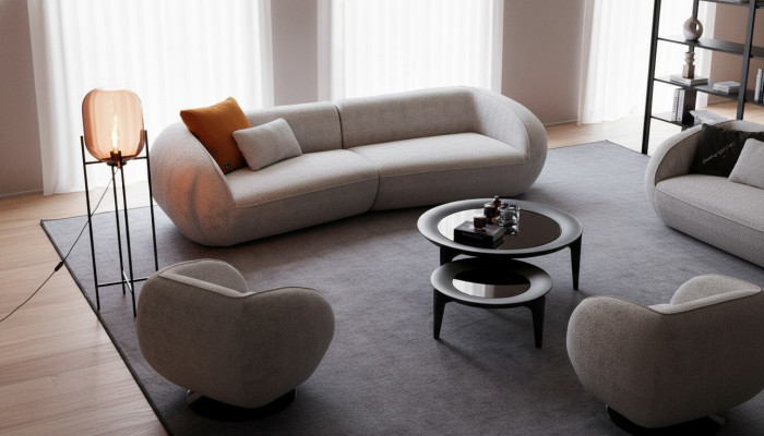 Graue Luxus Sofagarnitur Viersitzer Sessel Luxus Couchen Textilmöbel