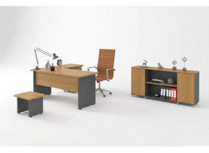 Büroeinrichtung Arbeitszimmer Set Büromöbel Chef Schreibtisch Schrank