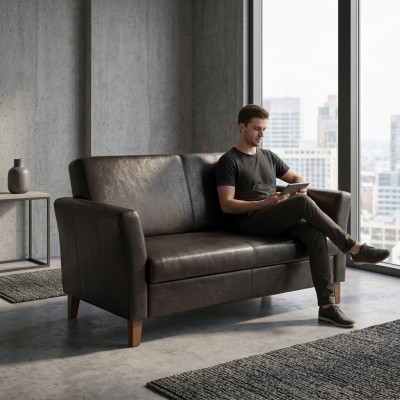 Schwarzer Arbeitszimmer Zweisitzer Möbel Couch Office Sitzer Sofa