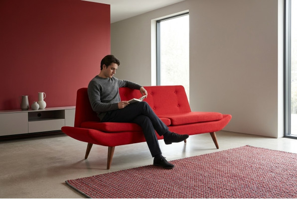 Roter Zweisitzer Arbeitszimmermöbel Designer Luxus Polstersofa Möbel
