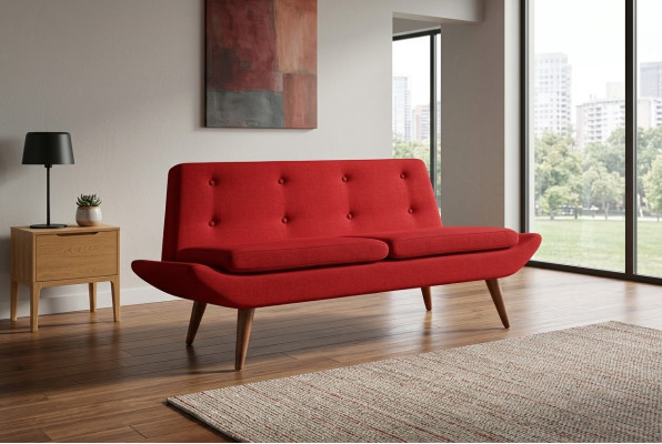 Roter Zweisitzer Arbeitszimmermöbel Designer Luxus Polstersofa Möbel