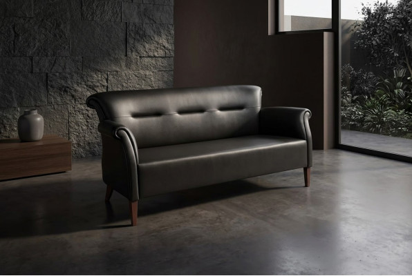 Moderner Schwarzer Dreisitzer Arbeitszimmer Sofas Büromöbelgarnitur