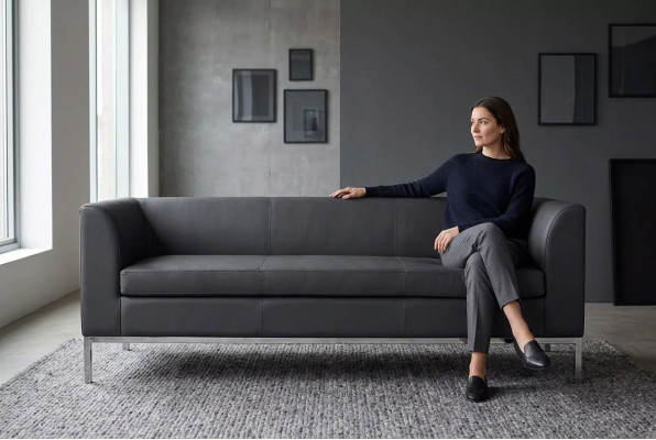 Schwarzer Polster Dreisitzer Luxus Möbel Arbeitszimmer Textilsofas