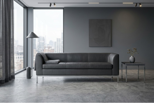 Schwarzer Polster Dreisitzer Luxus Möbel Arbeitszimmer Textilsofas