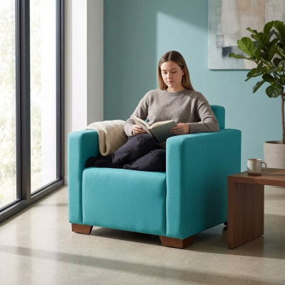 Sessel Arbeitszimmer Blau Sitz Büro Möbel Polstersessel Neu Textil