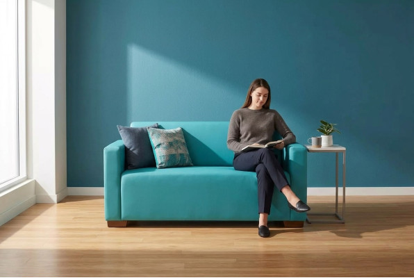 Türkis Zweisitzer Polstermöbel Arbeitszimmer Modernes Sofa Luxus Couch