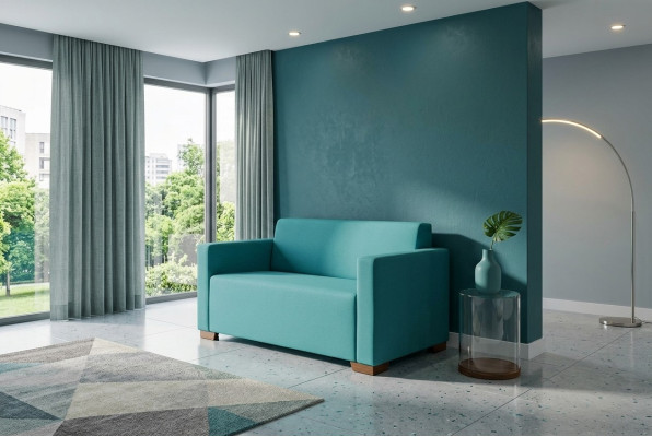 Türkis Zweisitzer Polstermöbel Arbeitszimmer Modernes Sofa Luxus Couch