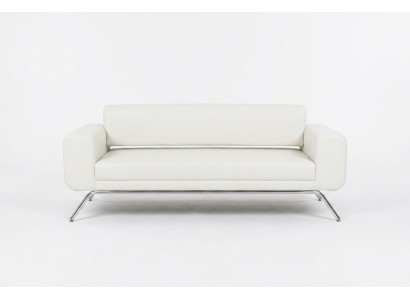 Weißer Dreisitzer Luxus Edelstahlfüße Textilmöbel Büro Couch Modern