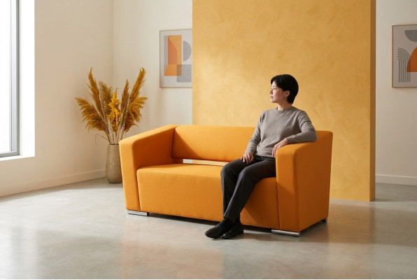 Gelbes Sofa Luxus Zweisitzer Couch Büro Office Einrichtung Textilmöbel