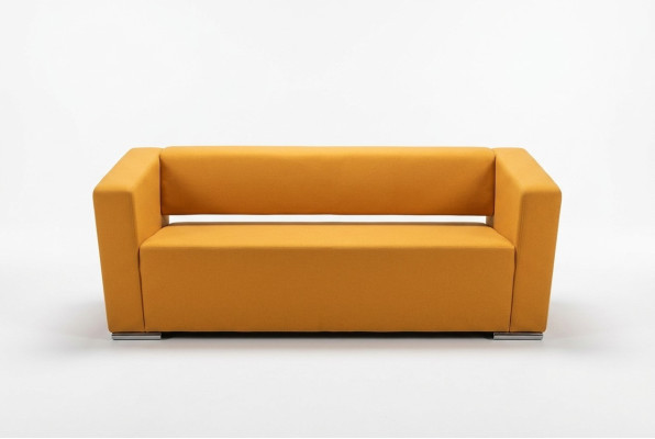Oranger Dreisitzer Büromöbel Arbeitszimmer Couch Luxus Textilsofa
