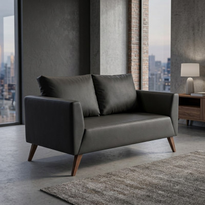 Stilvoller Zweisitzer Moderne Schwarze Couch Arbeitszimmermöbel Office