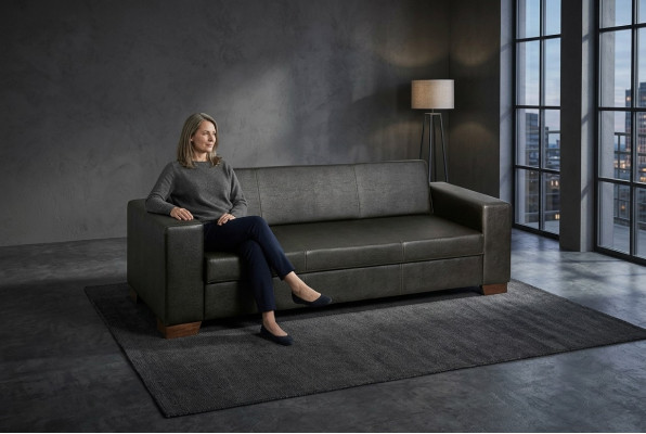 Schwarzer Büro Dreisitzer Arbeitszimmer Sofa Luxus Couch Polstermöbel